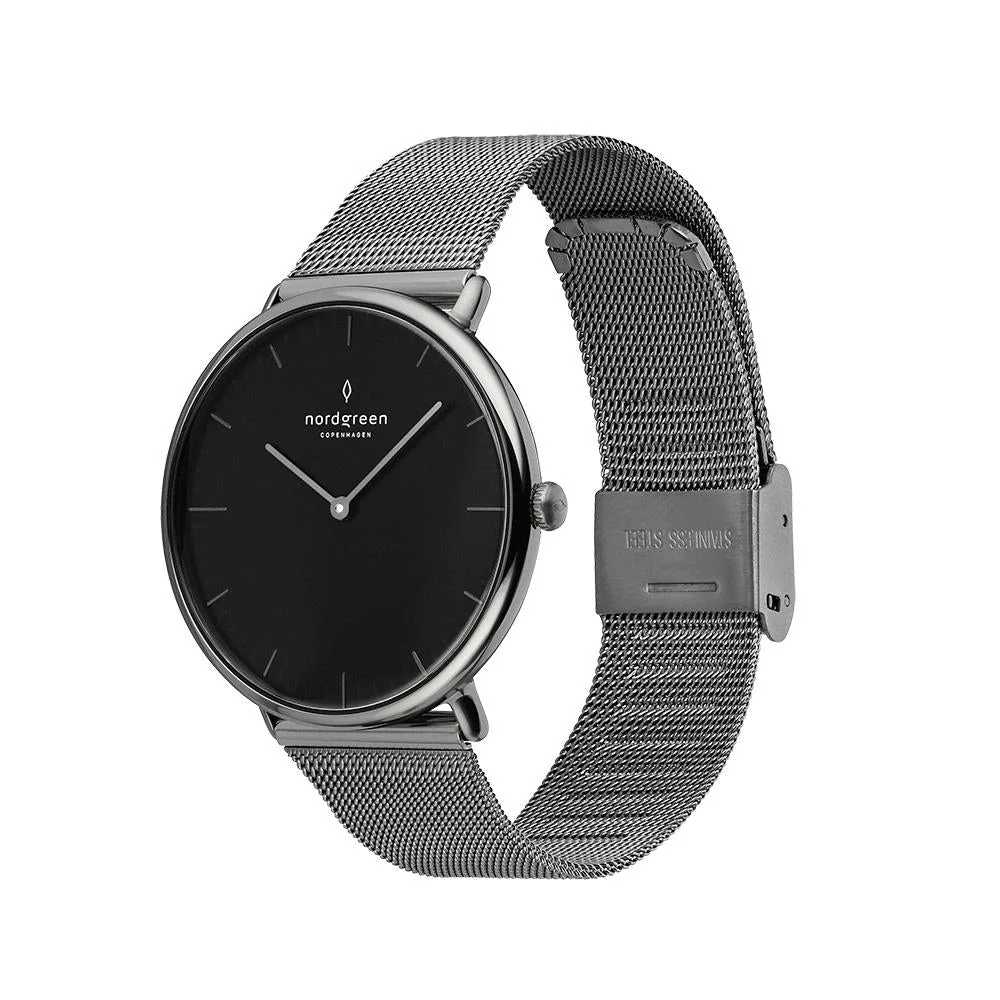 Nordgreen Native Gun Metal Mesh 36mm Gun Metal Case Watch - Image 4