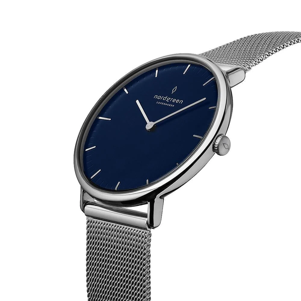 Nordgreen Native Silver Mesh 36mm Silver Case Watch - Image 3