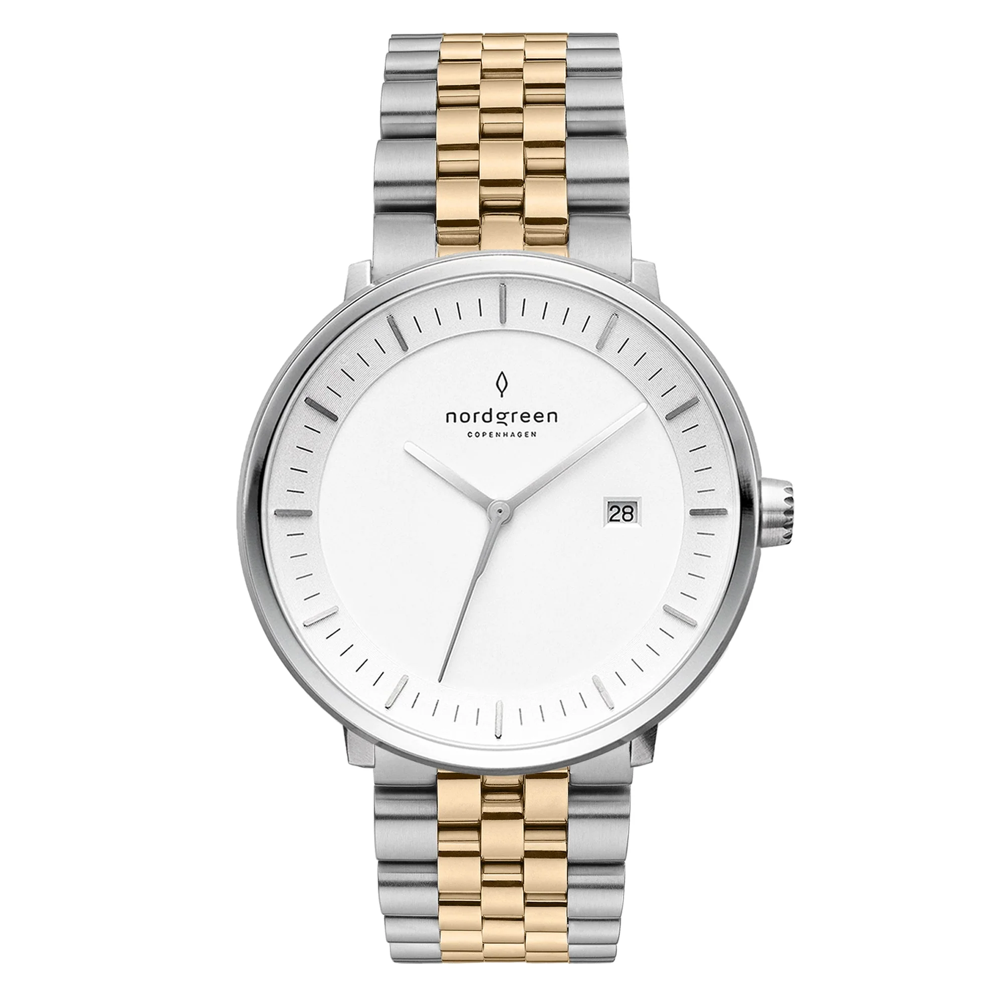 Nordgreen Philosopher Two-Tone Stainless Steel 36mm Silver Case Watch