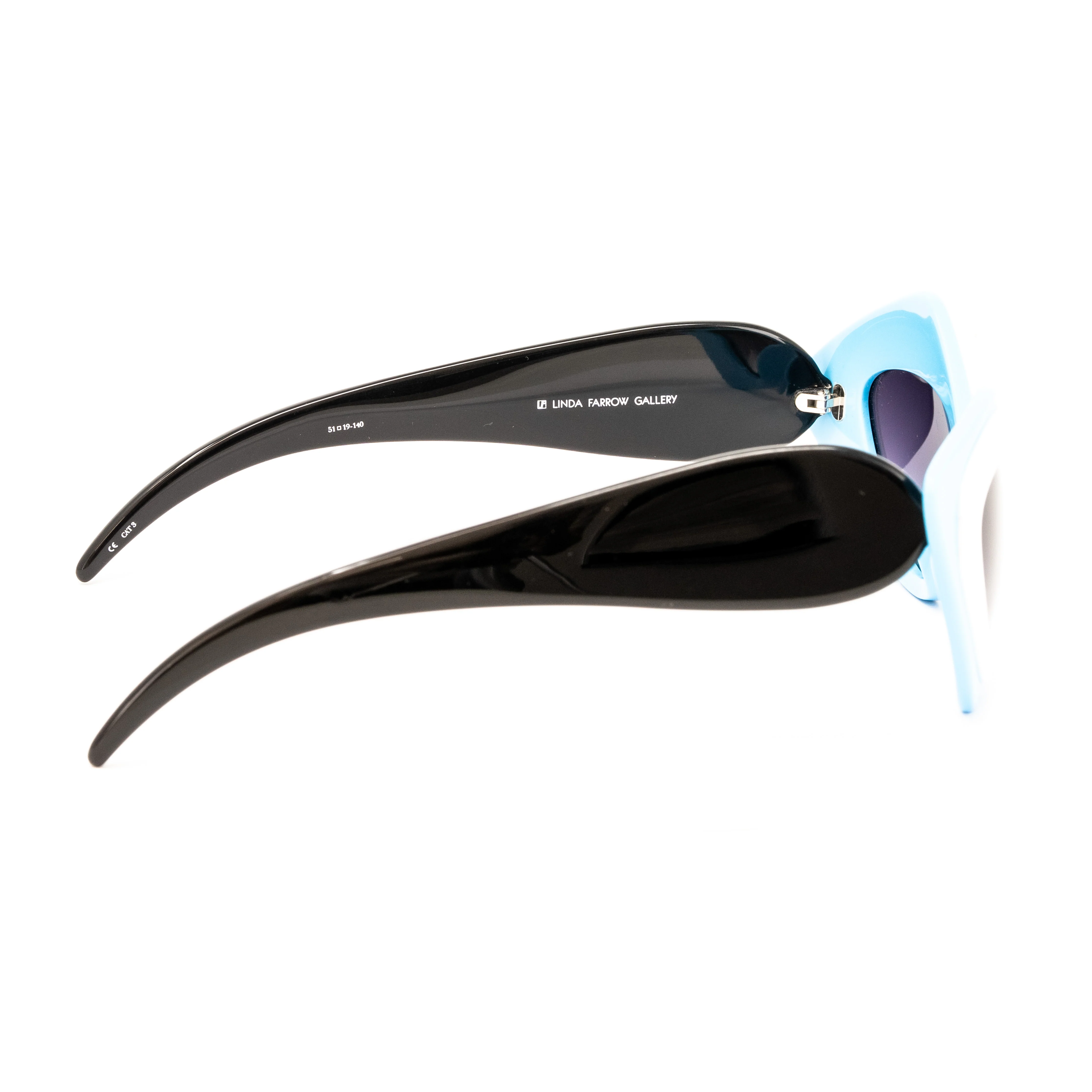 Prabal Gurung x Linda Farrow Cat Eye Pop Art White Blue Polarised Sunglasses - Image 3