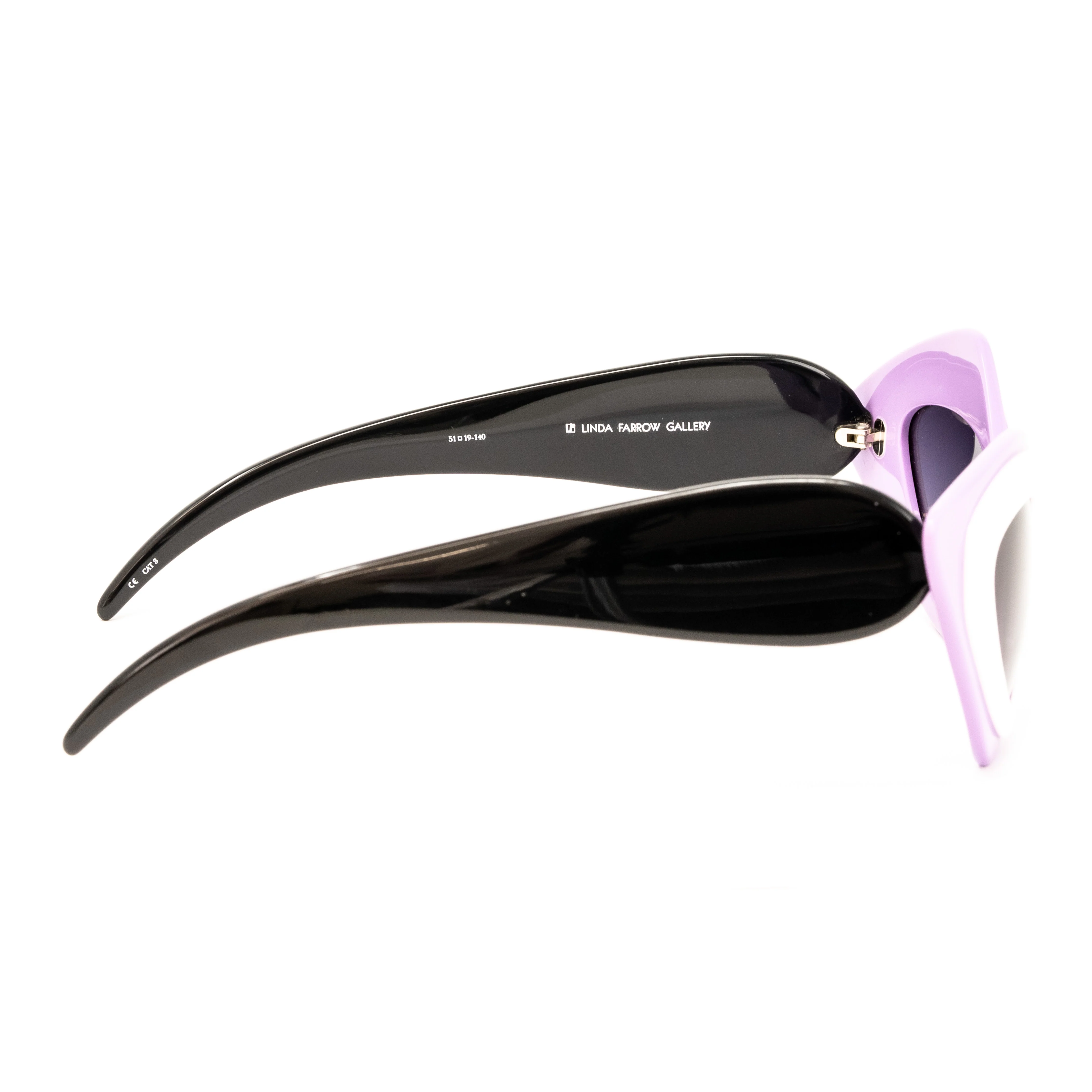 Prabal Gurung x Linda Farrow Cat Eye Pop Art White Purple Polarised Sunglasses - Image 3