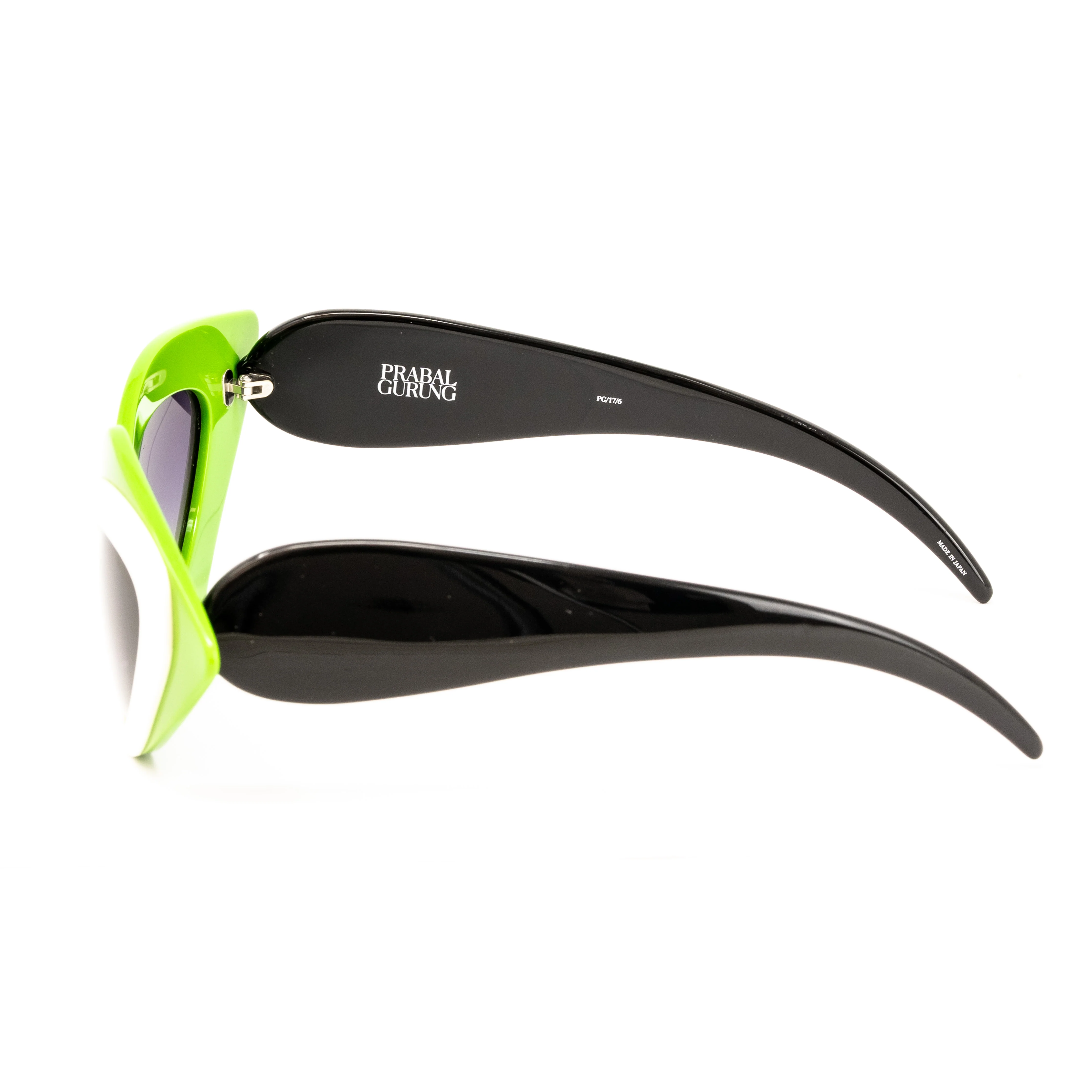 Prabal Gurung x Linda Farrow Cat Eye Pop Art Green White Polarised Sunglasses - Image 2