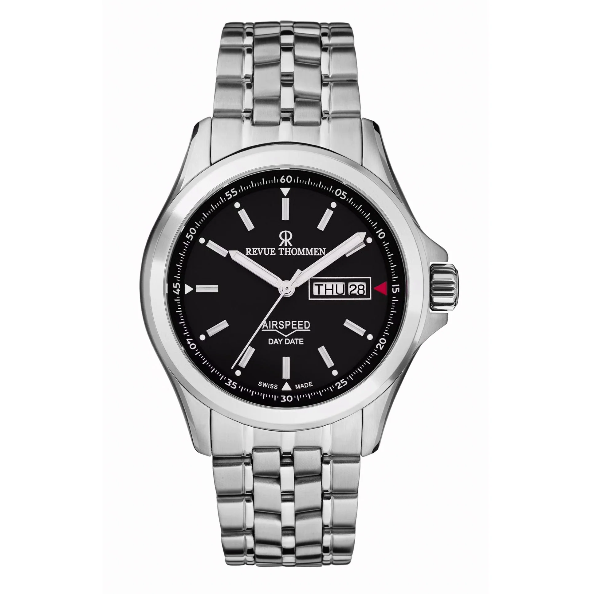 Revue Thommen Airspeed Men's Black Stainless Steel Automatic Day-Date Watch