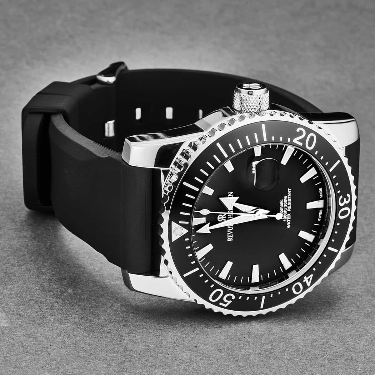 Revue Thommen Diver Automatic Black Silicone Strap Men's Watch - Image 3