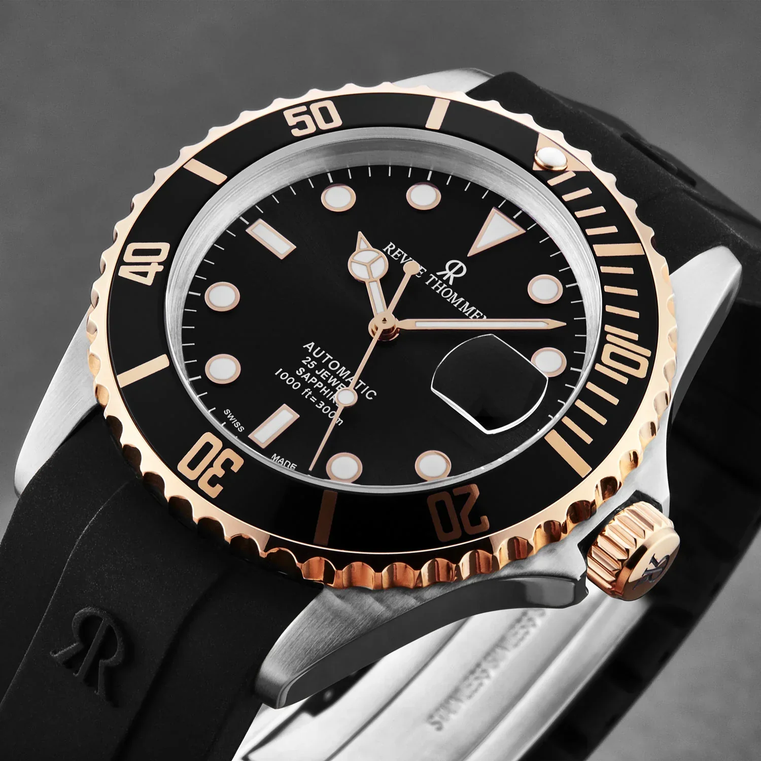 Revue Thommen Diver Black Automatic Men's Watch - Image 4