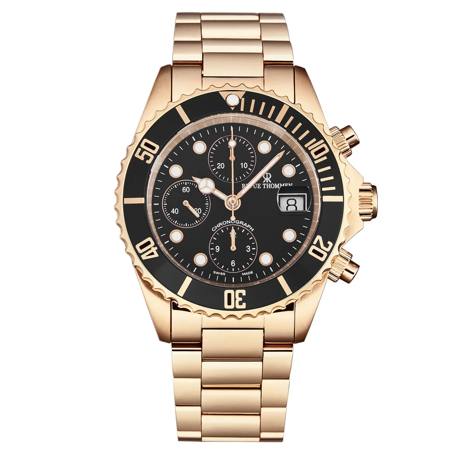 Revue Thommen Diver Men's Black Chronograph Automatic Watch