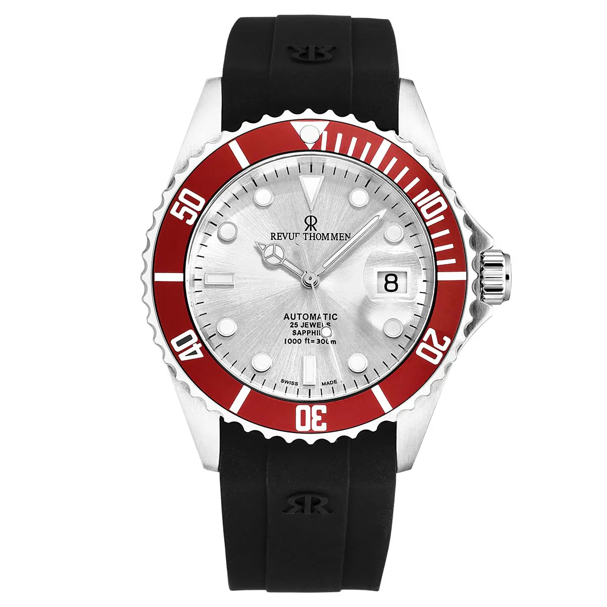 Revue Thommen Diver Men's Silver Red Automatic Watch