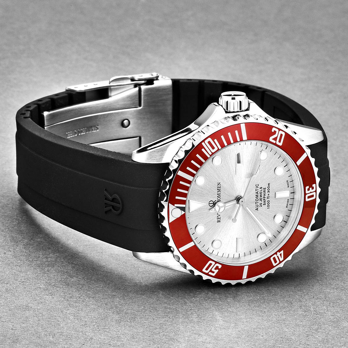 Revue Thommen Diver Men's Silver Red Automatic Watch - Image 5