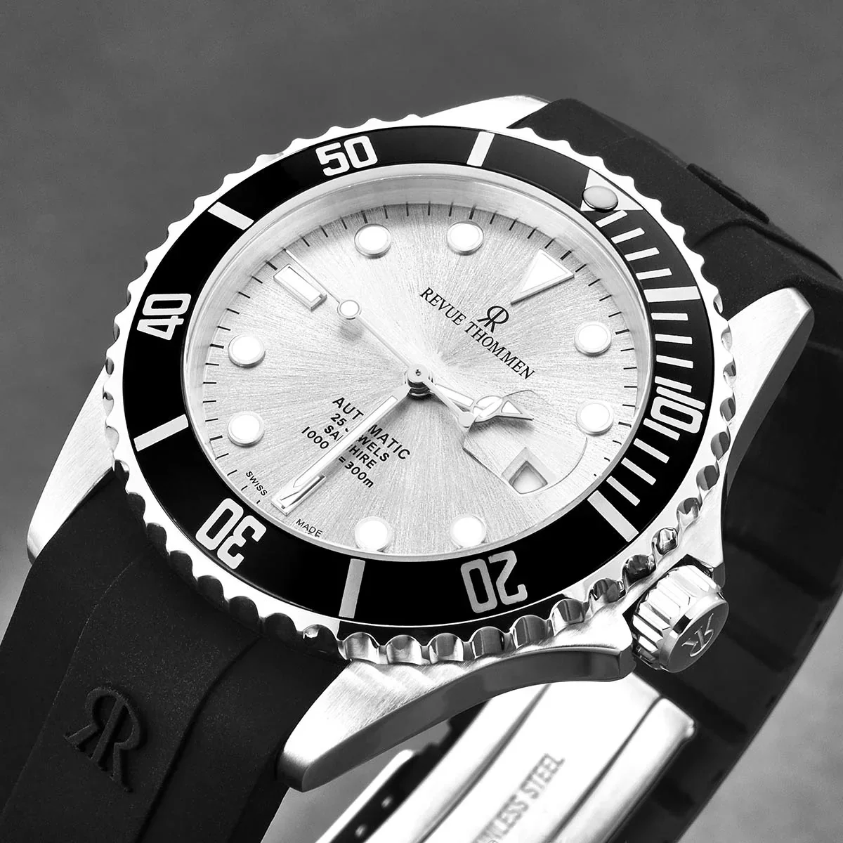 Revue Thommen Diver Silver Black Automatic Men's Watch - Image 3