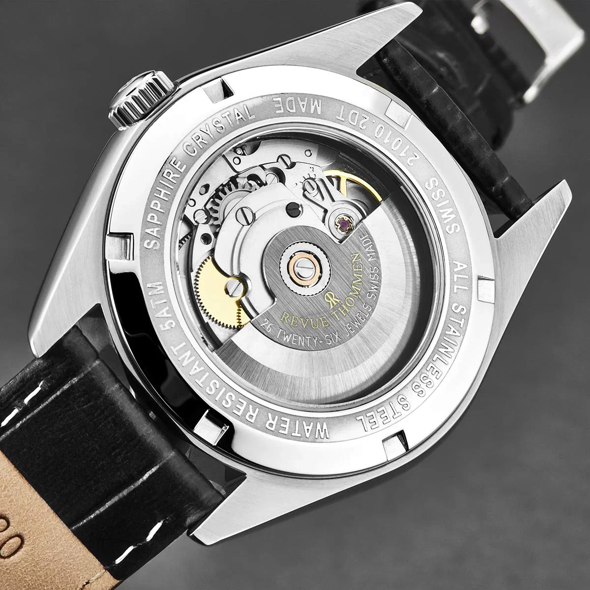 Revue Thommen Heritage Men’s Black Leather Strap Automatic Watch - Image 2