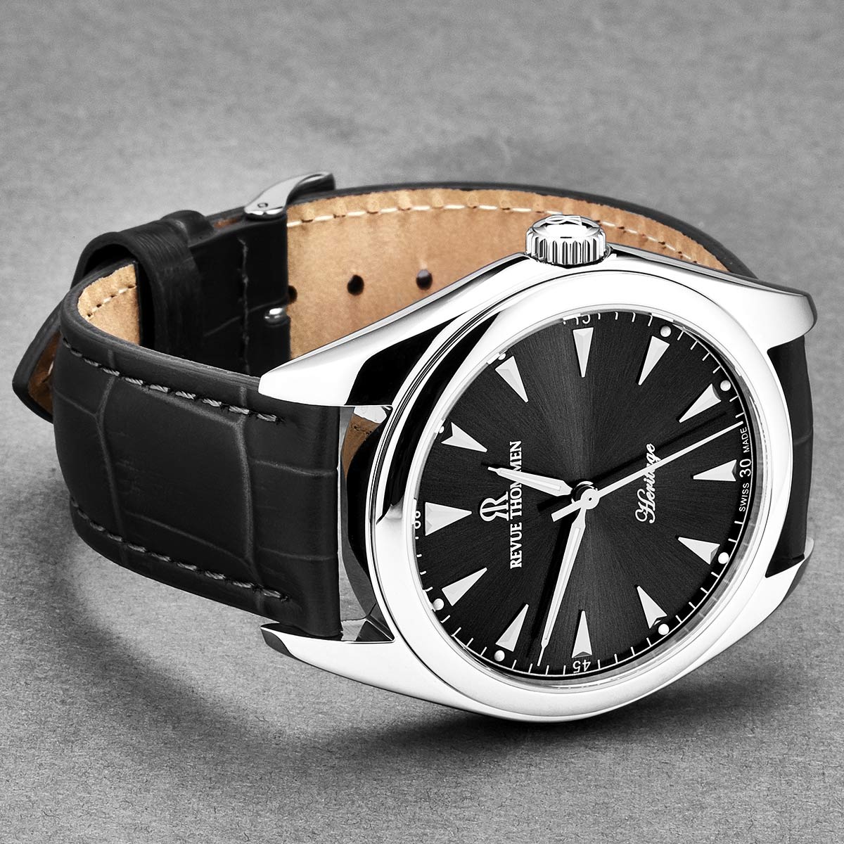 Revue Thommen Heritage Men’s Black Leather Strap Automatic Watch - Image 3