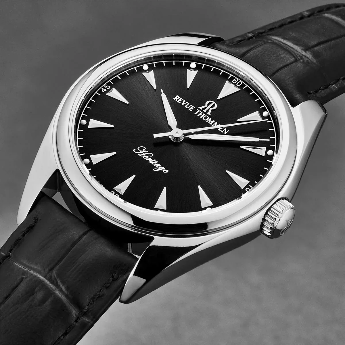 Revue Thommen Heritage Men’s Black Leather Strap Automatic Watch - Image 4