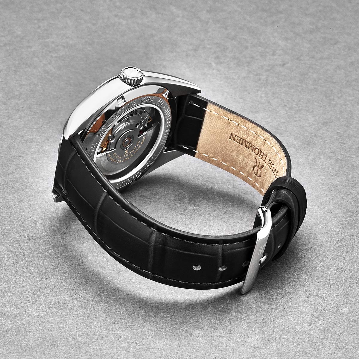 Revue Thommen Heritage Men’s Black Leather Strap Automatic Watch - Image 6