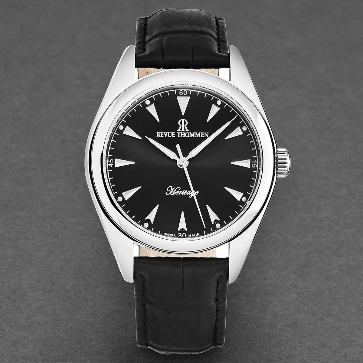 Revue Thommen Heritage Men’s Black Leather Strap Automatic Watch - Image 7
