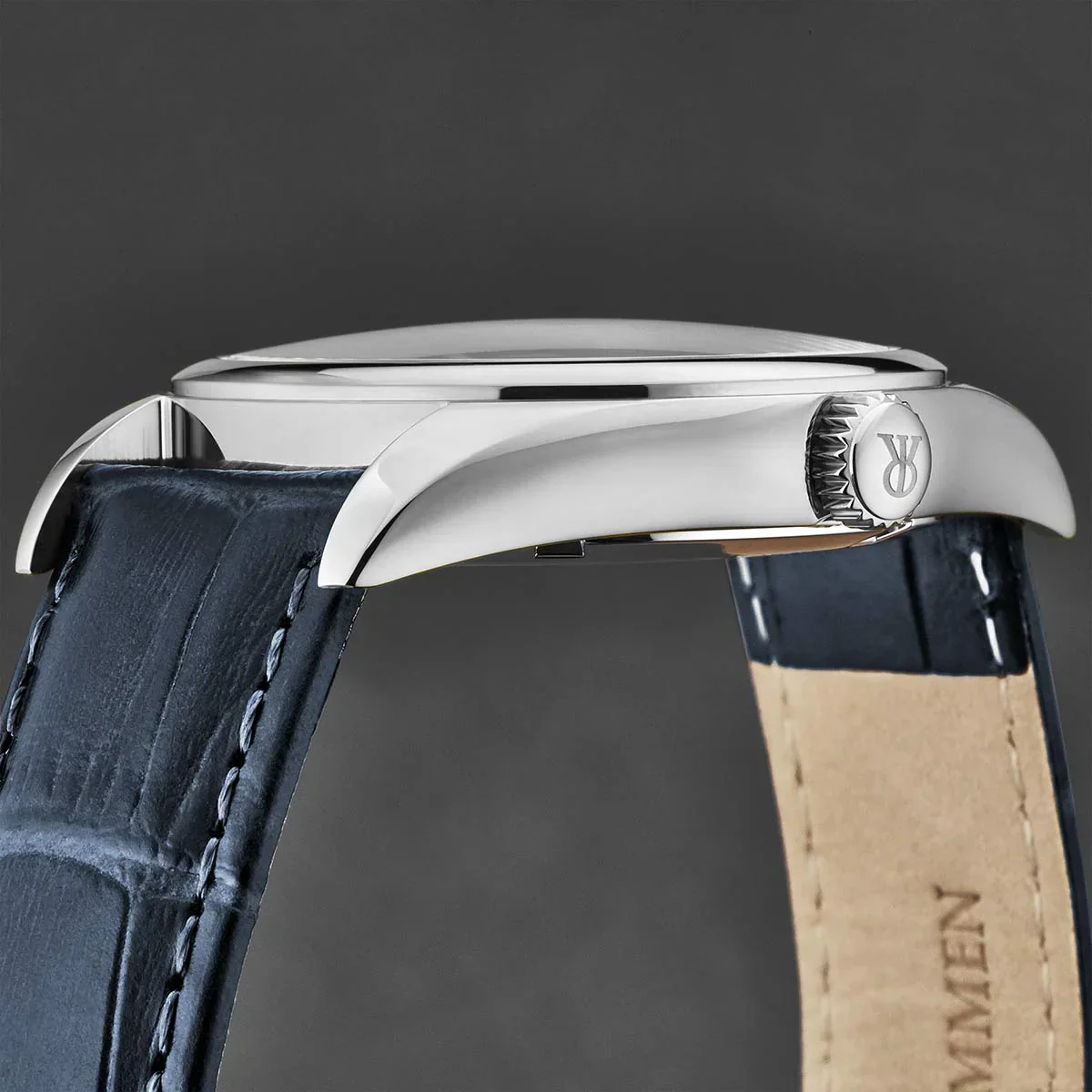 Revue Thommen Heritage Men’s Silver Blue Leather Strap Automatic Watch - Image 6