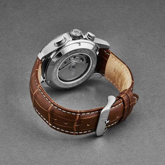Revue Thommen Men's Airspeed Chronograph Silver Brown Leather Automatic Watch - Image 3