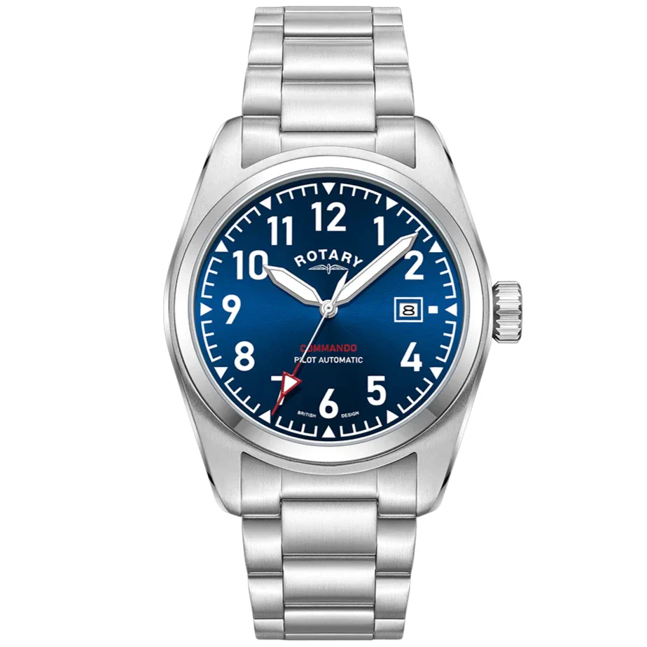 Rotary Commando Pilot Auto Men's Steel Blue Watch
