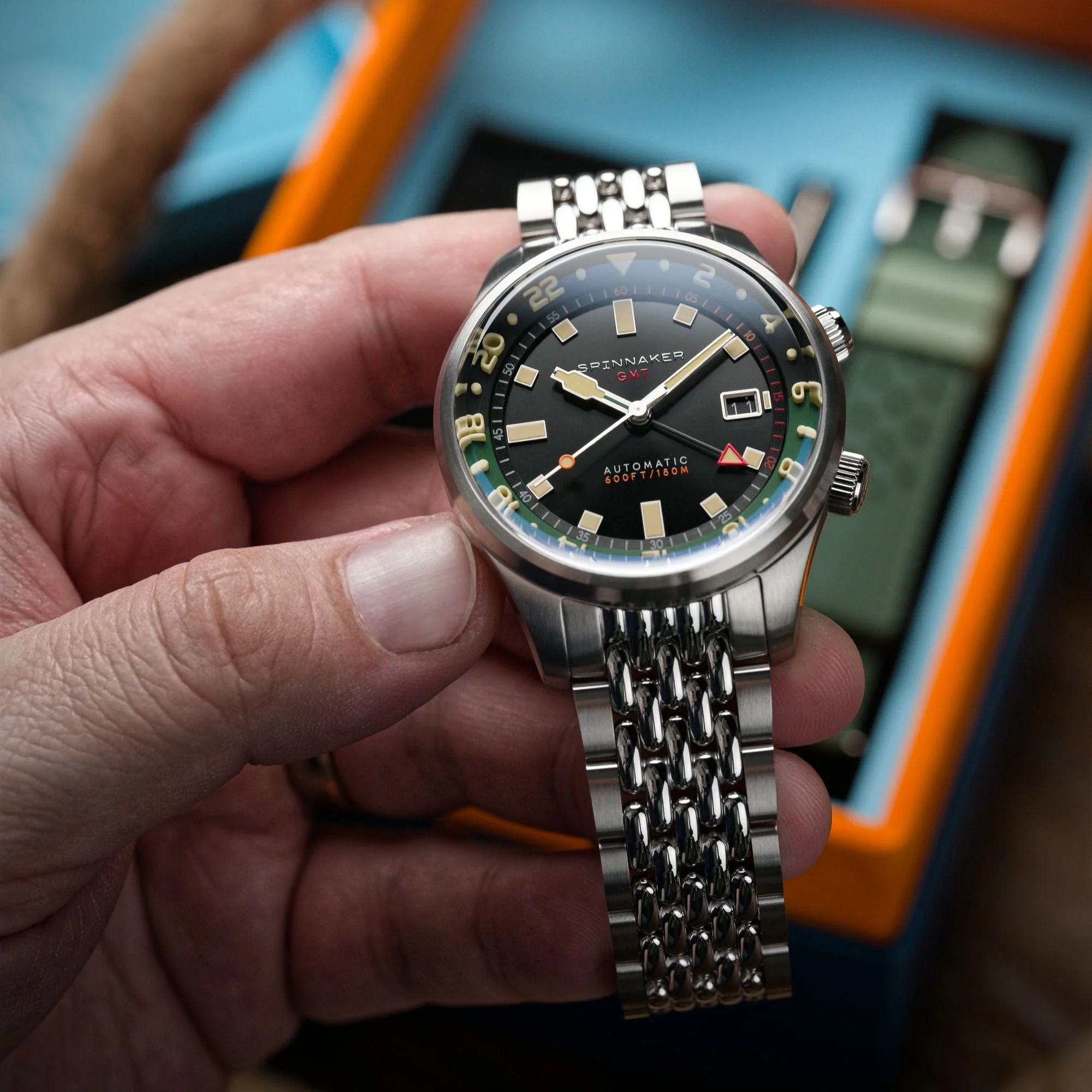 Spinnaker Bradner Automatic GMT Men's Black Green Watch - Image 2