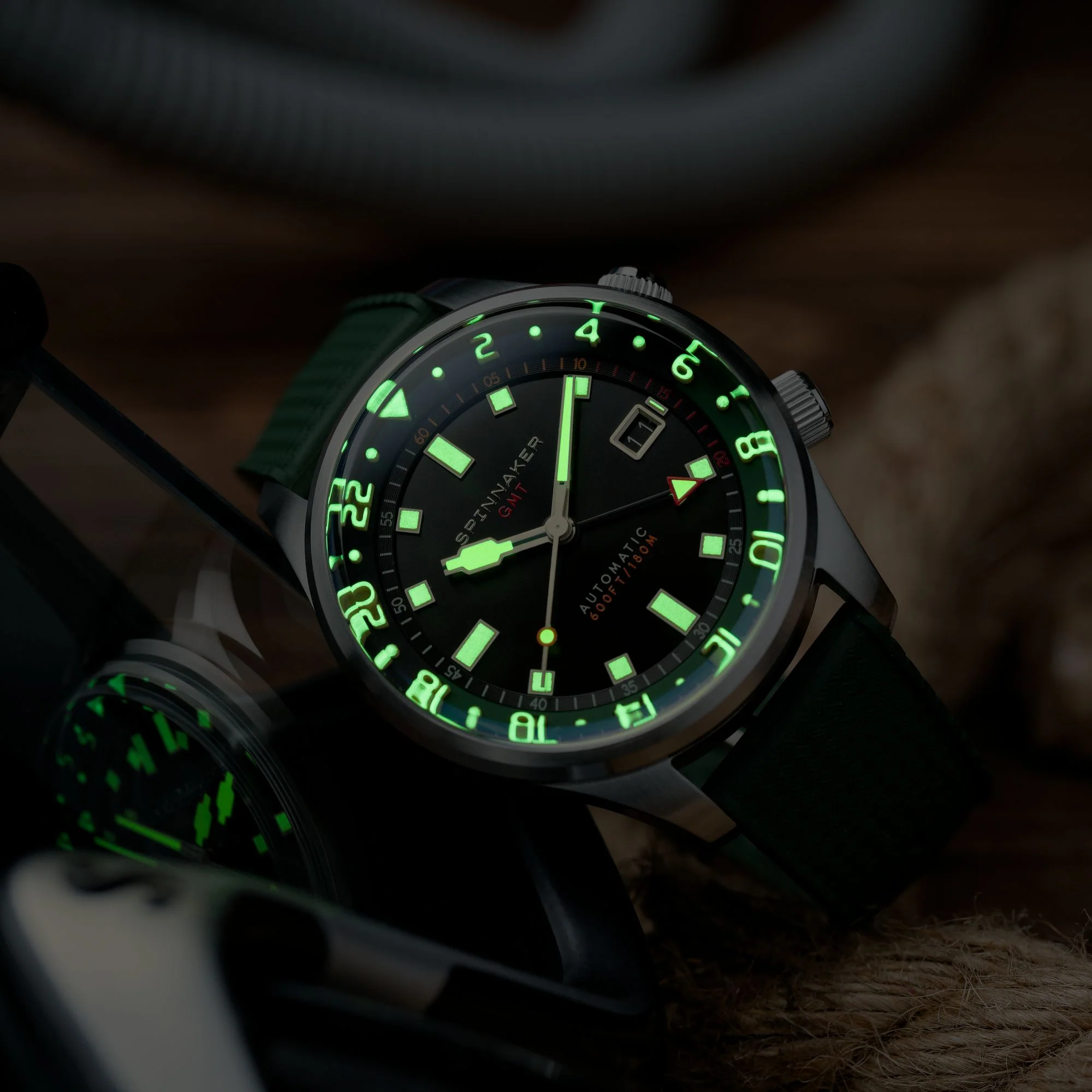 Spinnaker Bradner Automatic GMT Men's Black Green Watch - Image 3