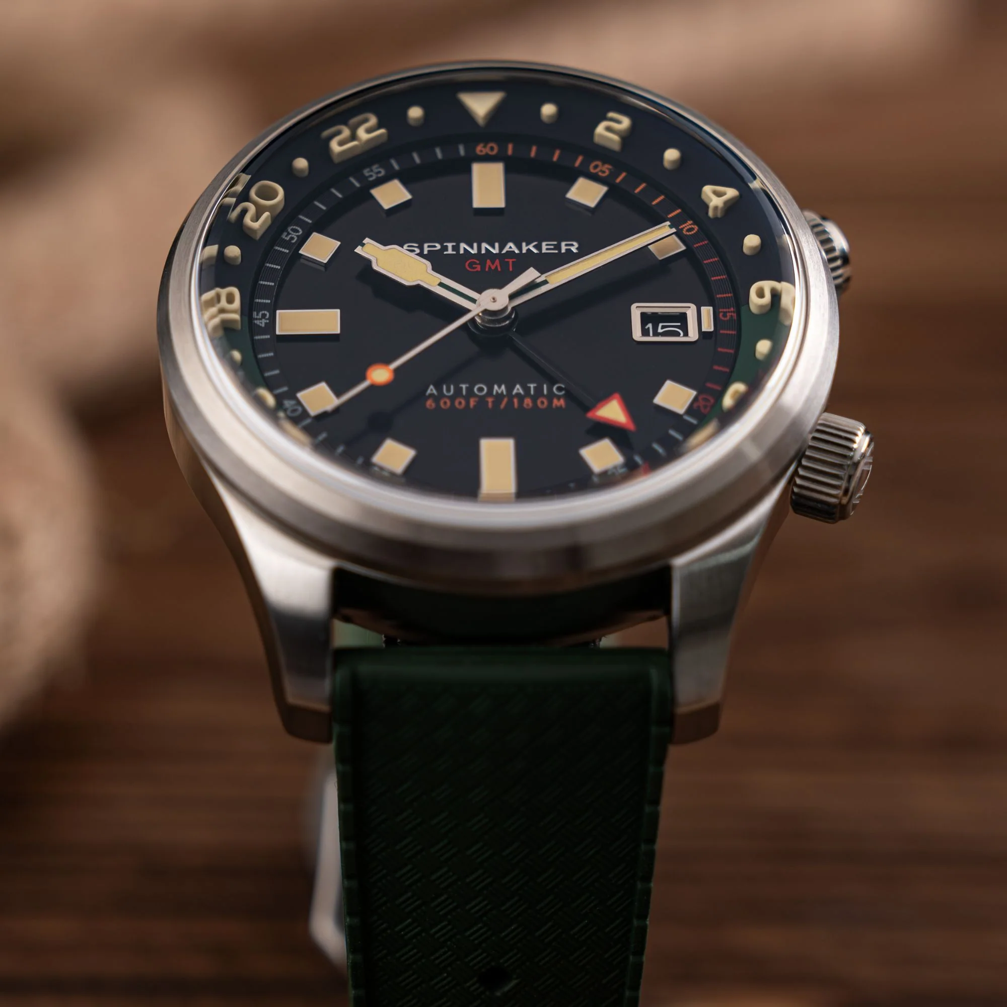 Spinnaker Bradner Automatic GMT Men's Black Green Watch - Image 7