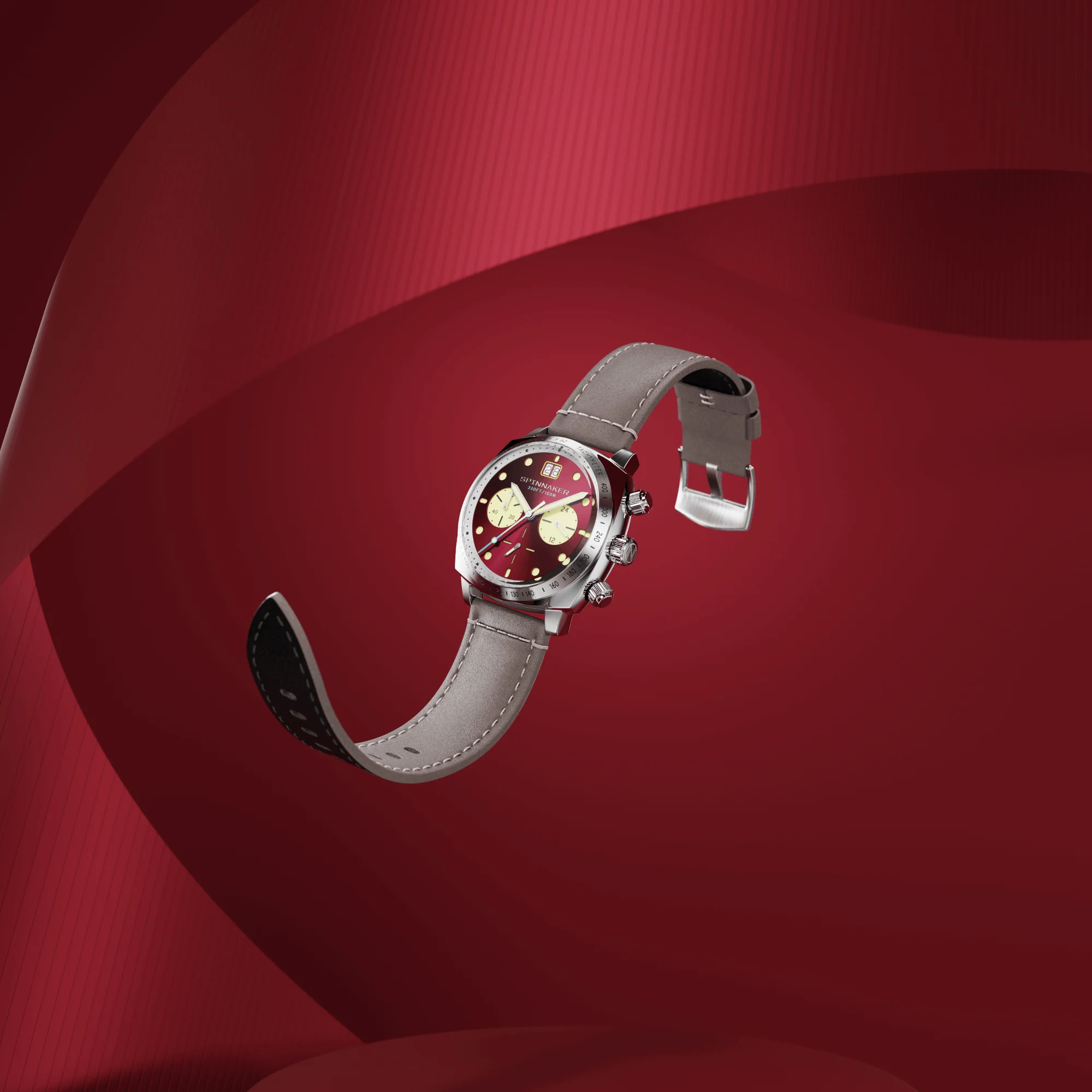 Spinnaker Hull Chronograph Men's Red Retro Watch - Image 9