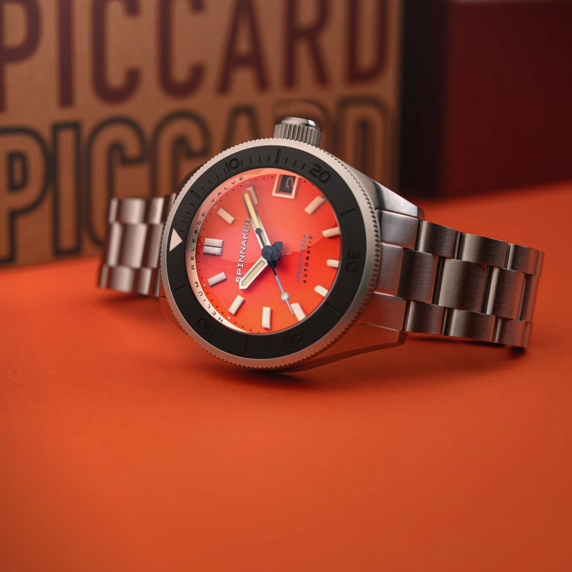 Spinnaker Piccard Men's Orange Automatic Dive Watch - Image 3