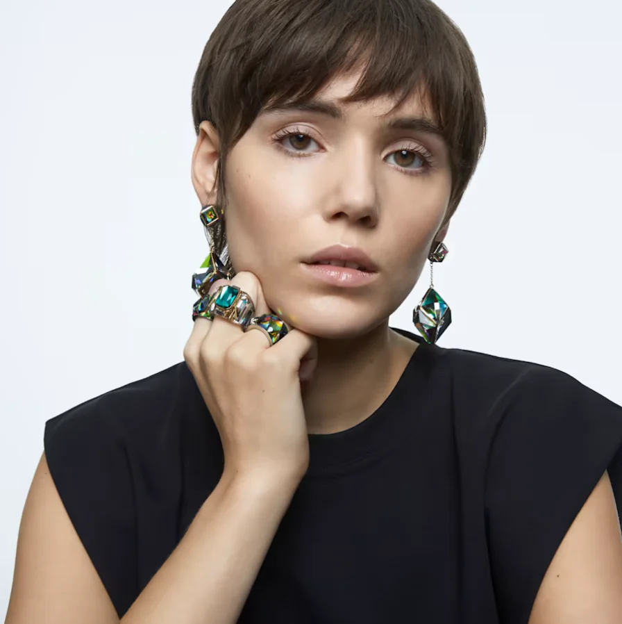 Swarovski Chroma Cocktail Ring Green and Gold - Image 4