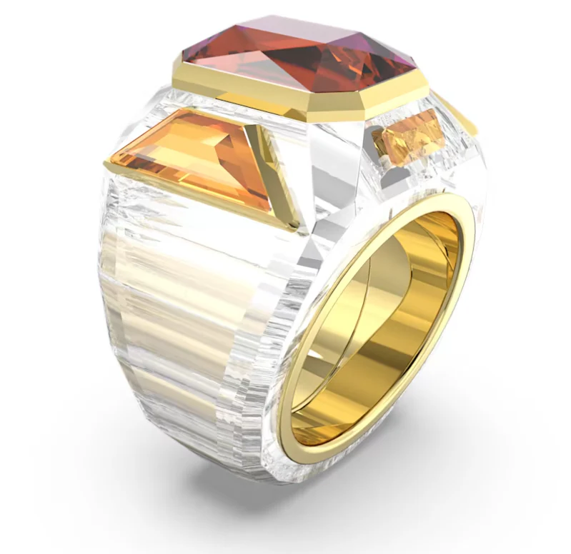Swarovski Chroma Cocktail Ring Pink and Gold - Image 2