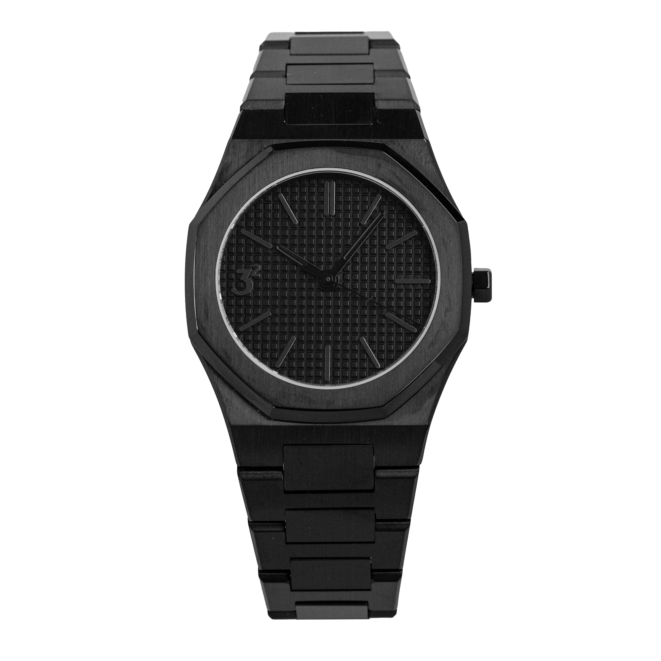 Three Square Quartz Men's Black Dress Watch