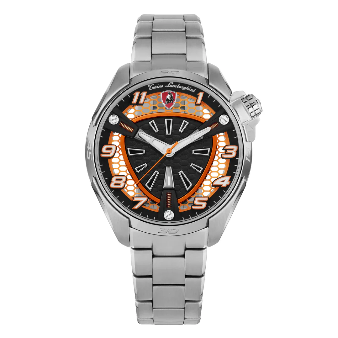 Tonino Lamborghini Shock ABS Men's Silver Orange Watch