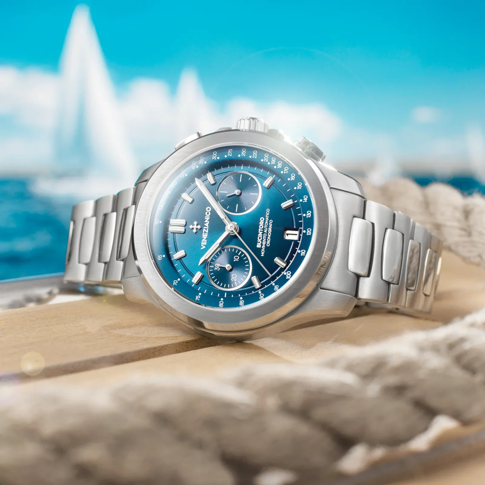 Venezianico Automatic Chronograph Watch Bucintoro 40mm Blue - Image 3