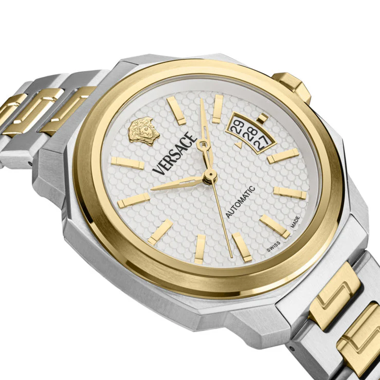 Versace Dylos Automatic Men's White Silver Gold Watch - Image 3