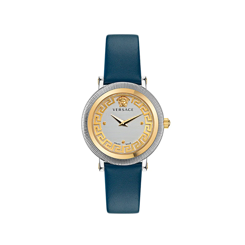 Versace Greca Flourish Quartz Ladies' Silver Blue Watch