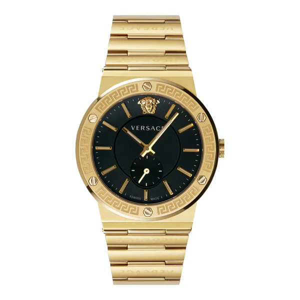 Versace Greca Logo Men's Black Gold Watch