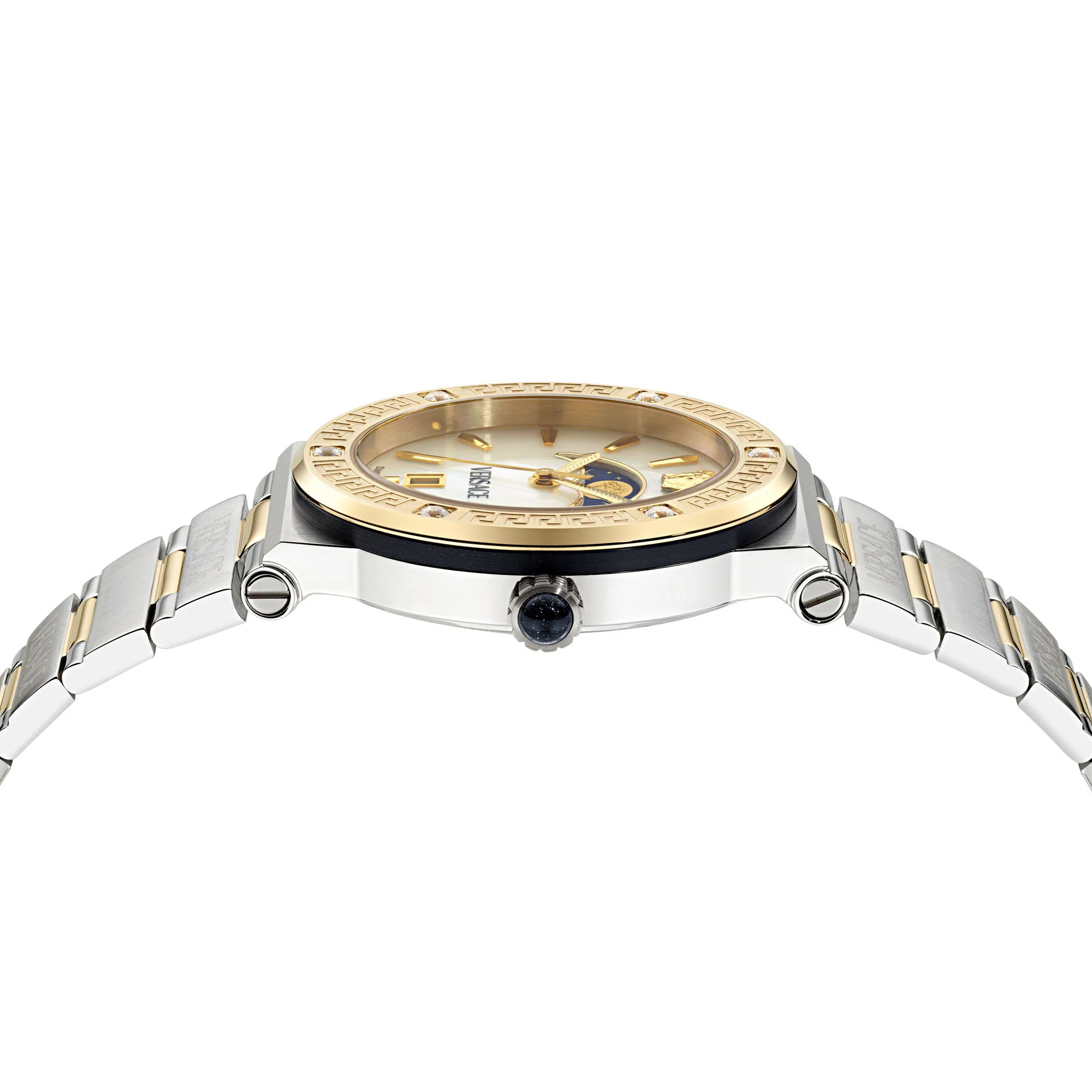Versace Greca Logo Moonphase Ladies' White Two-Tone Watch - Image 3