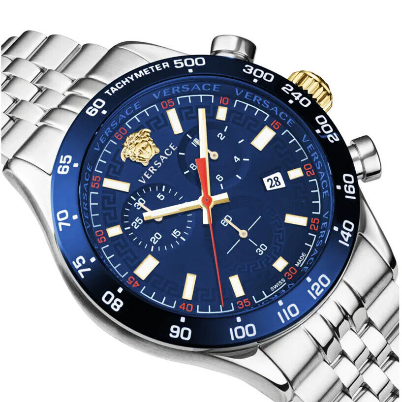 Versace Hellenyium Chronograph Men's Blue Silver Watch - Image 3