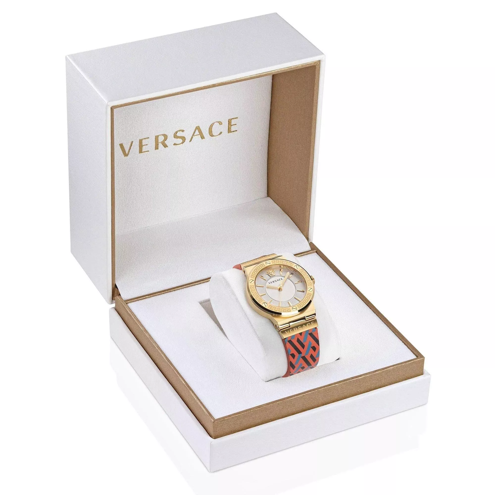 Versace Ladies Watch Greca 38mm Logo Gold Multicolour - Image 3