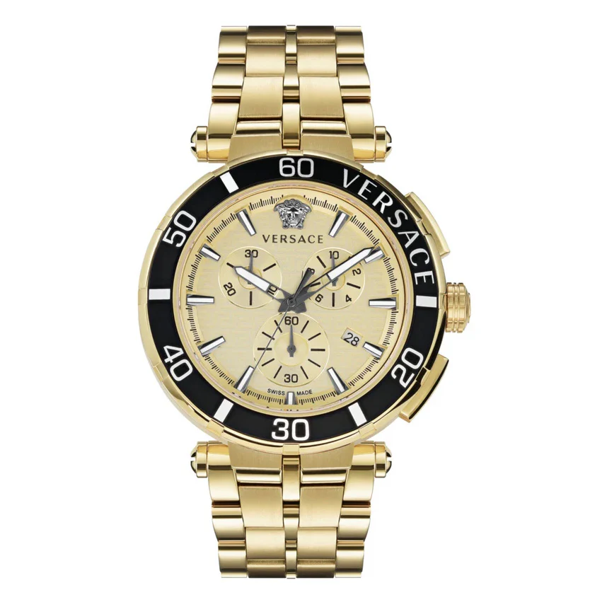 Versace Men's Watch 45mm Greca Chronograph Gold
