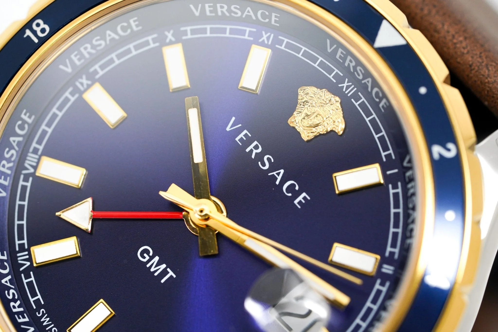 Versace Men's Watch Hellenyium GMT Blue Leather - Image 12