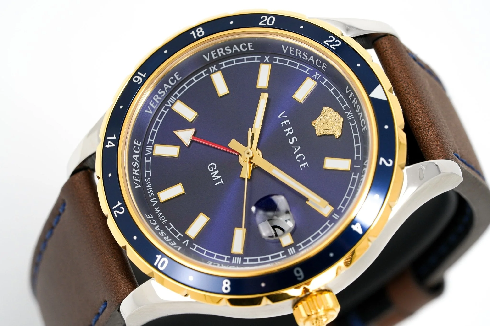 Versace Men's Watch Hellenyium GMT Blue Leather - Image 2
