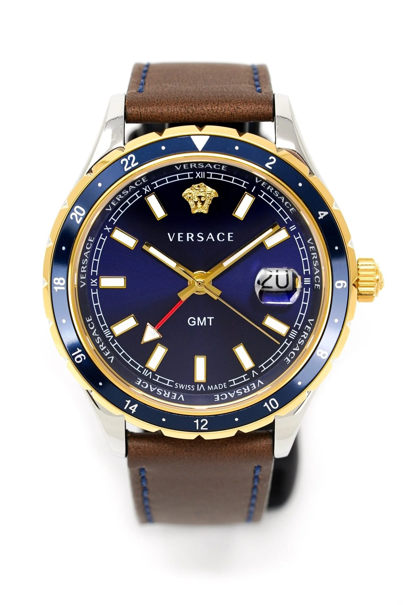 Versace Men's Watch Hellenyium GMT Blue Leather - Image 6