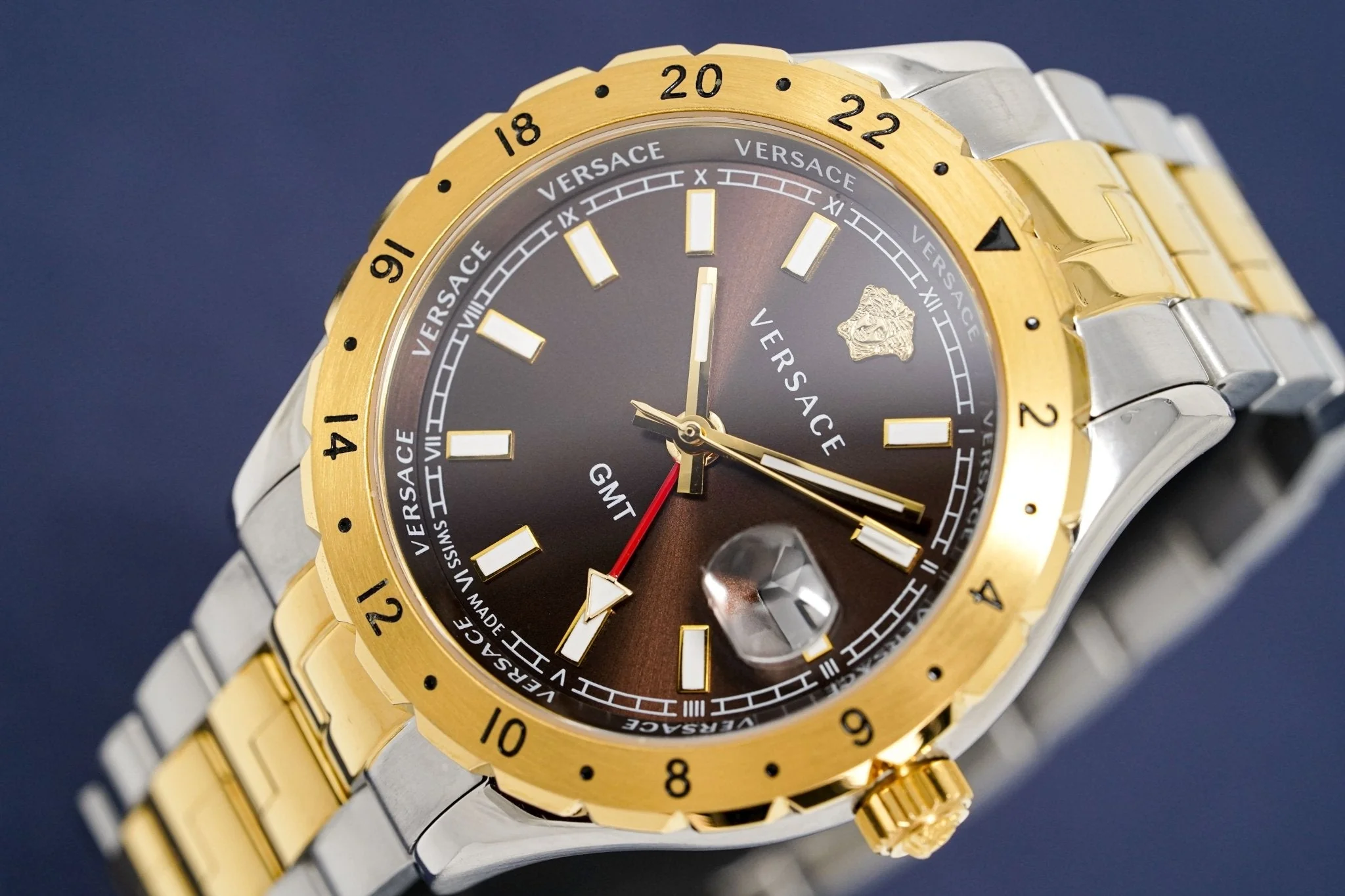 Versace Men's Watch Hellenyium GMT Brown Two-Tone Bracelet - Image 2