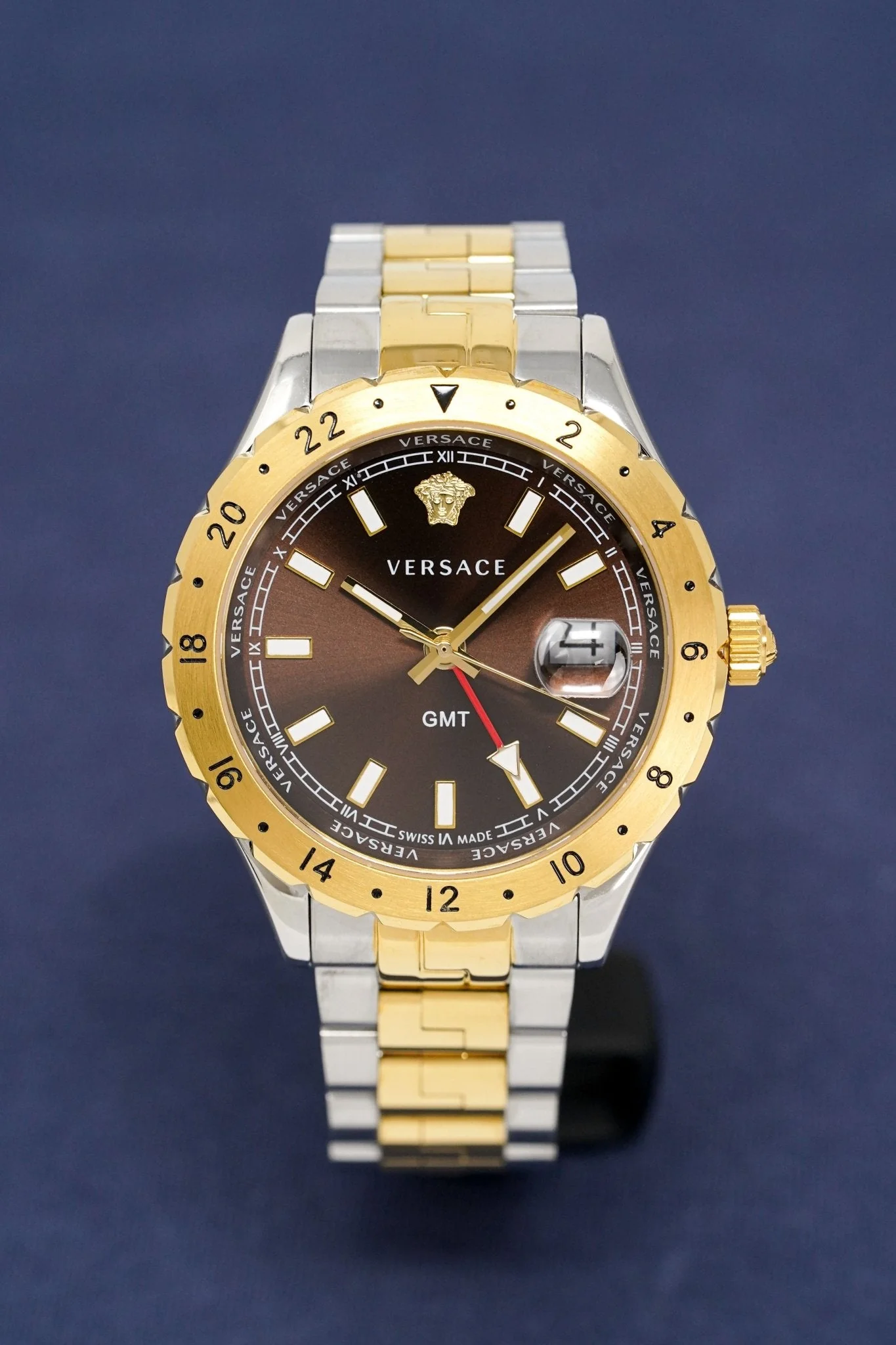 Versace Men's Watch Hellenyium GMT Brown Two-Tone Bracelet - Image 6