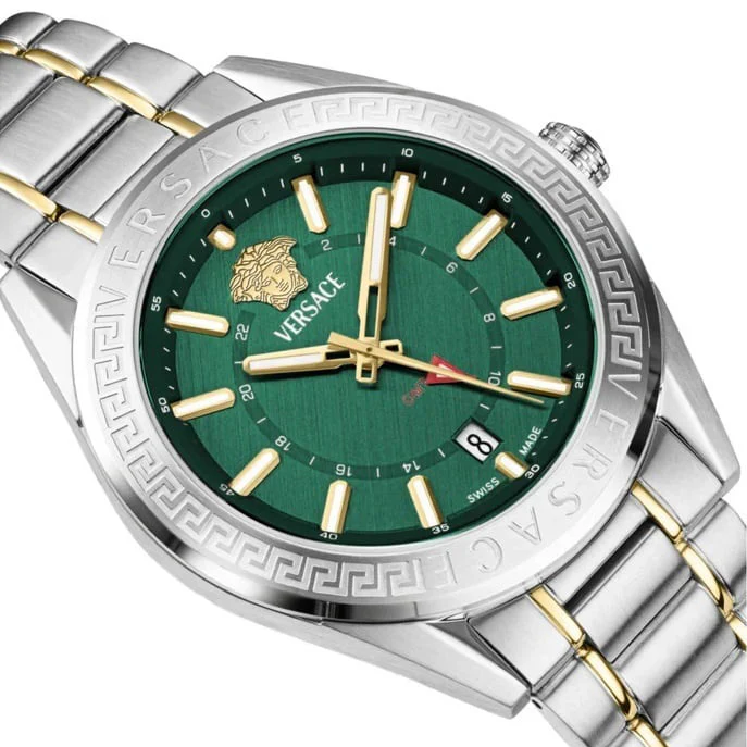 Versace V-Code GMT Men’s Green Two-Tone Watch - Image 2