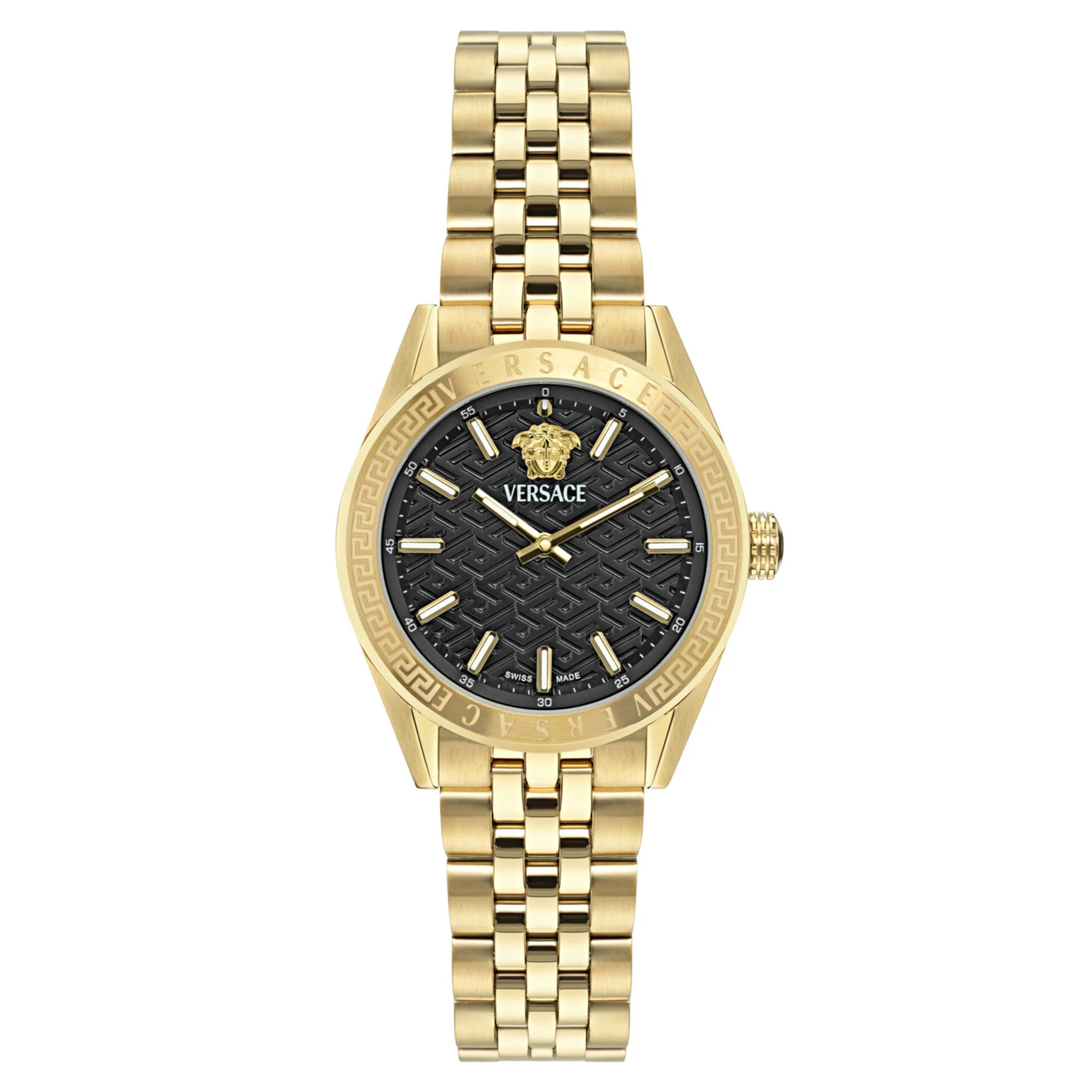 Versace V-Code Ladies’ Black Gold Quartz Watch