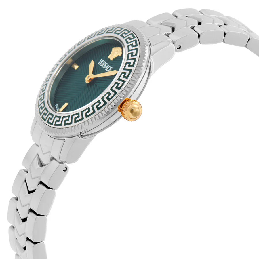 Versace V-Icon Ladies Green Silver Watch - Image 2