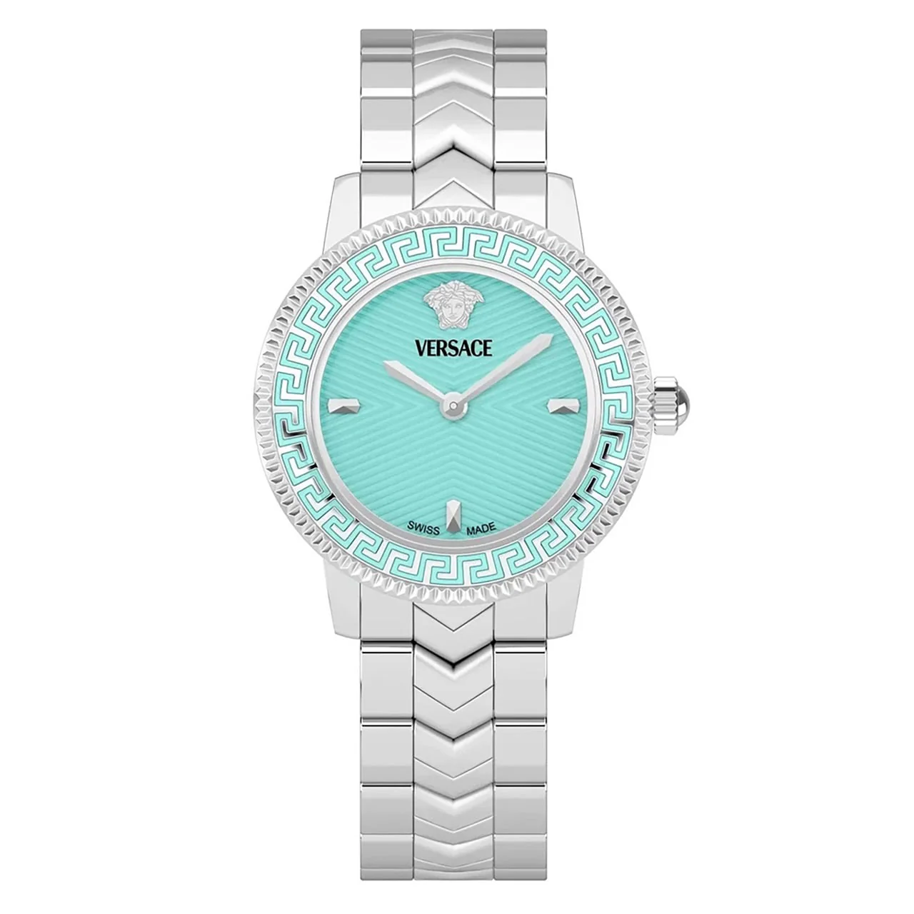Versace V-Icon Ladies Turquoise Silver Watch