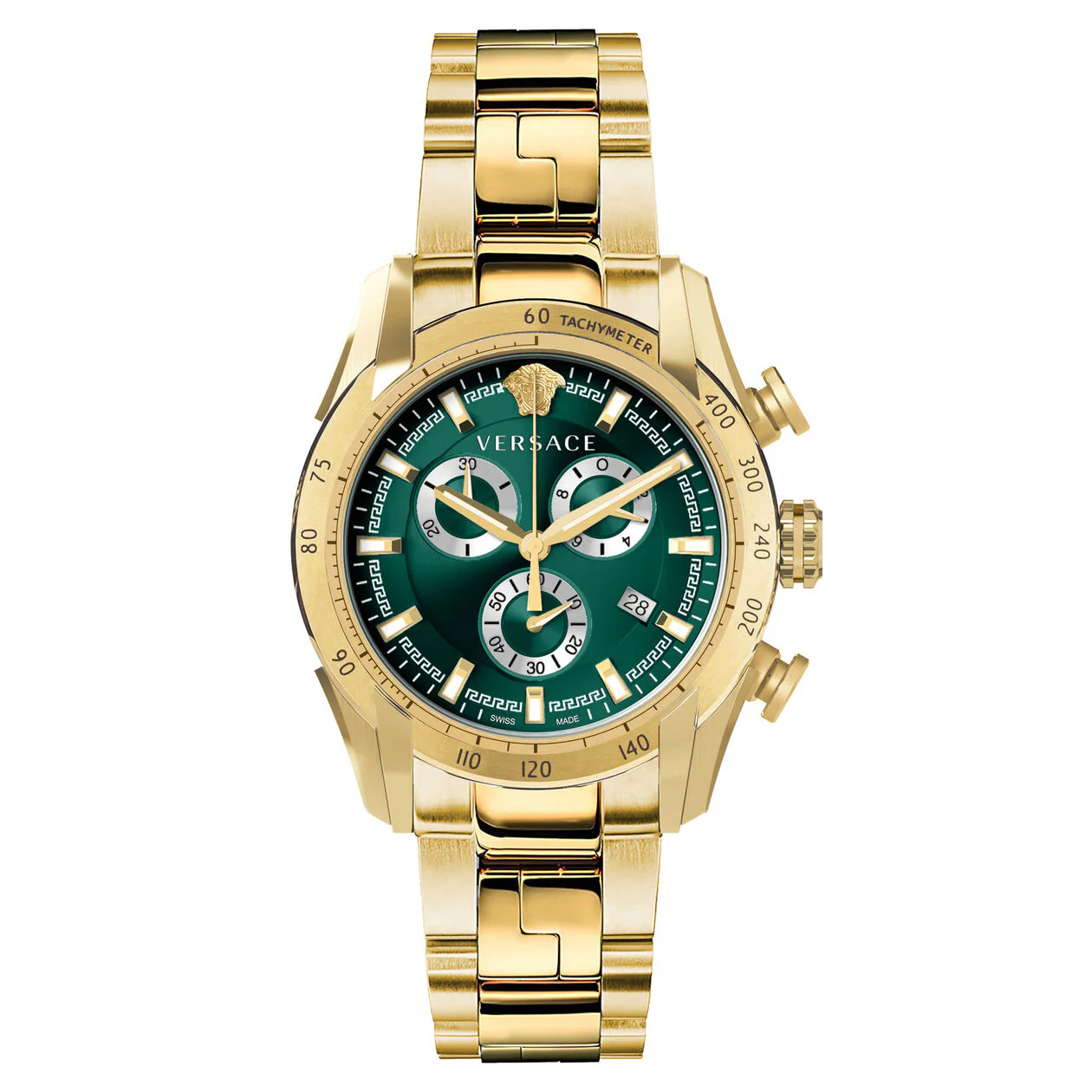 Versace V-Ray Men's Green Gold Chronograph Watch